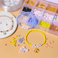 czech glass seed beads charm kit box loose english letter bead gold color lobster clasp diy accessories women jewelry making set
