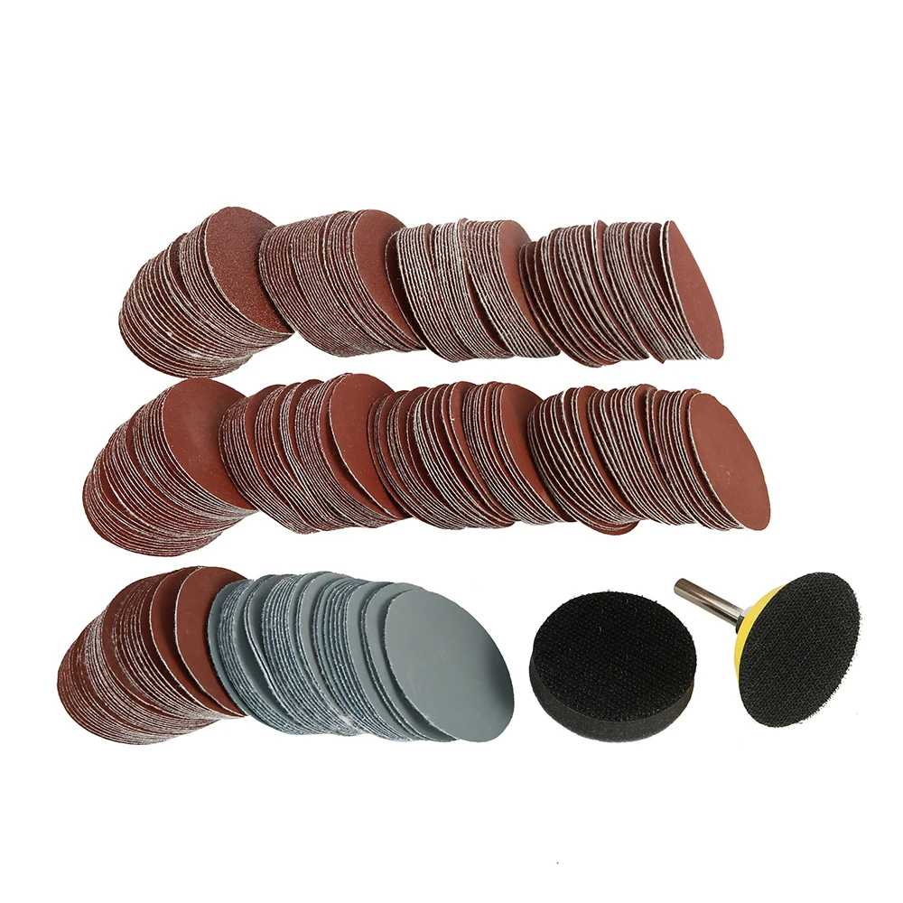 

300pcs Car Polishing Cleaning Tools 80/180/240/320/800/3000 Grits Sanding Disc Set 2inch 50mm+ Loop Sanding Pad with 3mm Shank