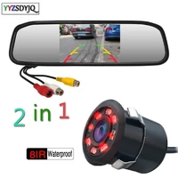 univeral 4 3 inch color tft lcd display screen car parking rear view reverse mirror monitor with 8 ir waterproof ccd rear camera