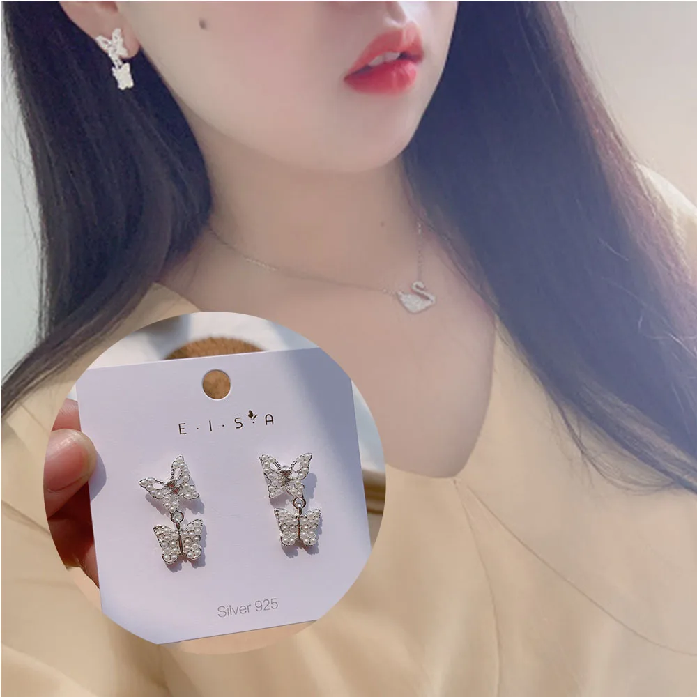 

2020 Fashion Elegant Crystal Butterfly Earrings Simple Cute Korean Female Lady Small Stud Earrings Vintage Zircon Stone Earrings