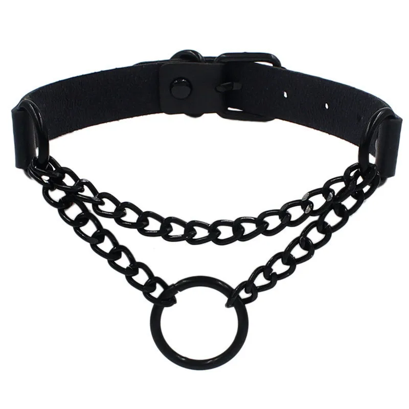 

Женское/Мужское ожерелье с цепочкой fuyo, черное ожерелье из искусственной кожи в готическом стиле, Массивное колье-чокер в стиле панк, коспле...