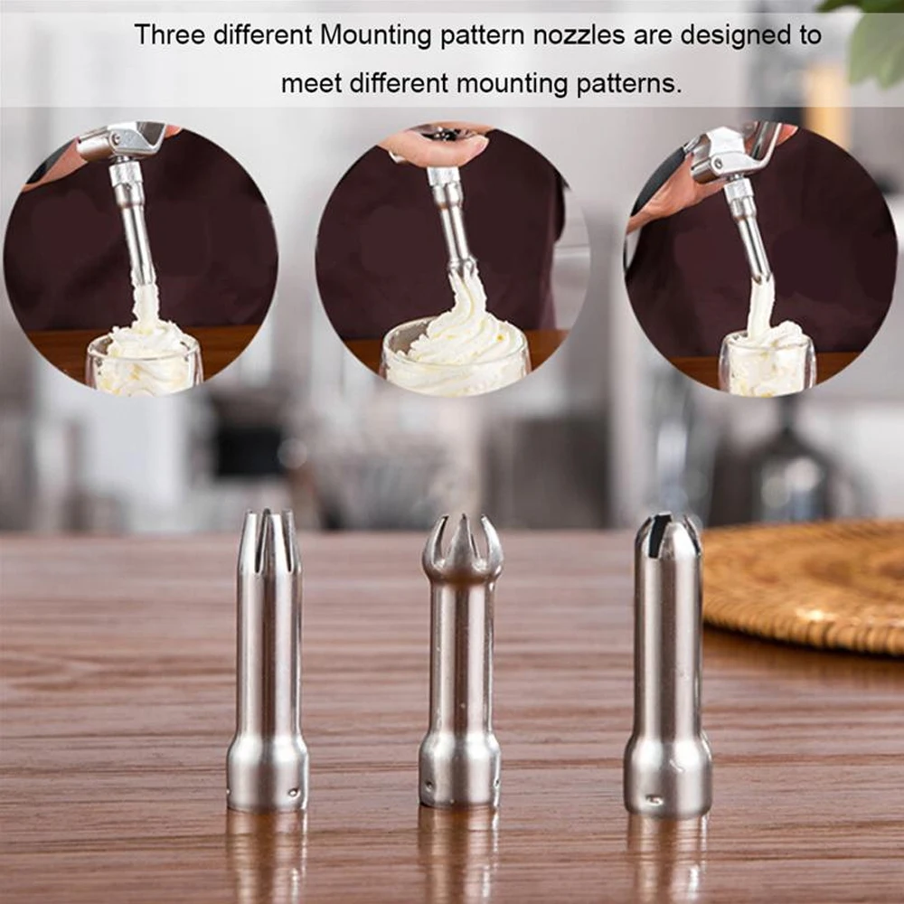 

3Pcs/Set Universal Whipped Cream Dispenser Decoration Tips Nozzles Replacement Parts for Professional Whipped Cream Dispenser