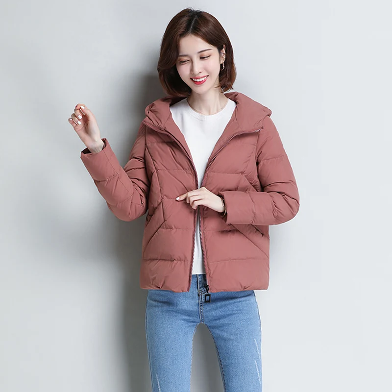 XXXL Осень и зима Женская мода с капюшоном 90% белый утиный пух пальто для женщин