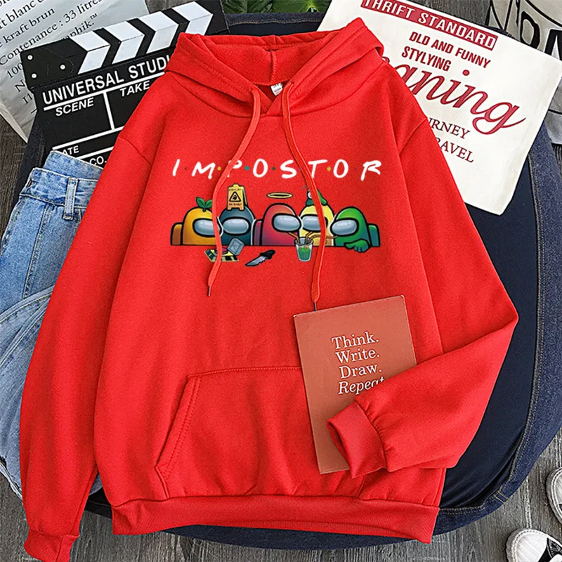 

Among Us Boys Girls Hoodies Printed Pullovers Plus Velvet Casual All-match Fashion Personality Loose Loose Large Size Sweatshirt