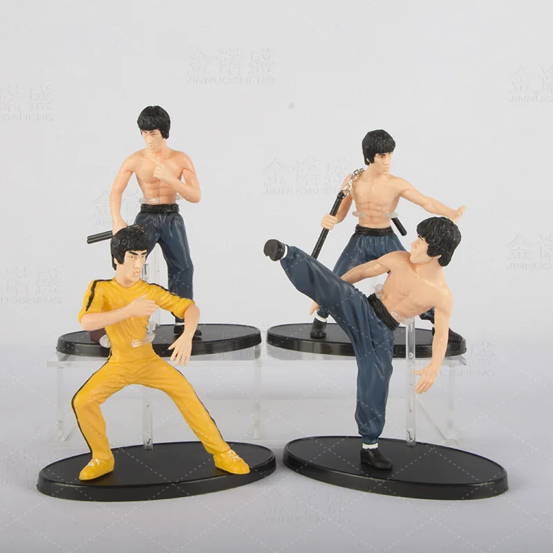 

4 Style Bruce Lee Hand-made Movie Star Character Models Doll Souvenir Kung Fu Nunchaku Ornaments Action Figure