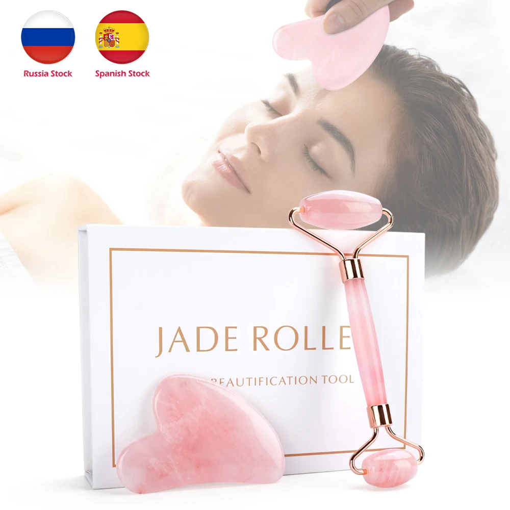 

Natural Rose Quartz Facial Massager Jade Roller Body Jade Massager DermaRoller Skincare Ice Roller Wrinkle Removal Beauty Tool