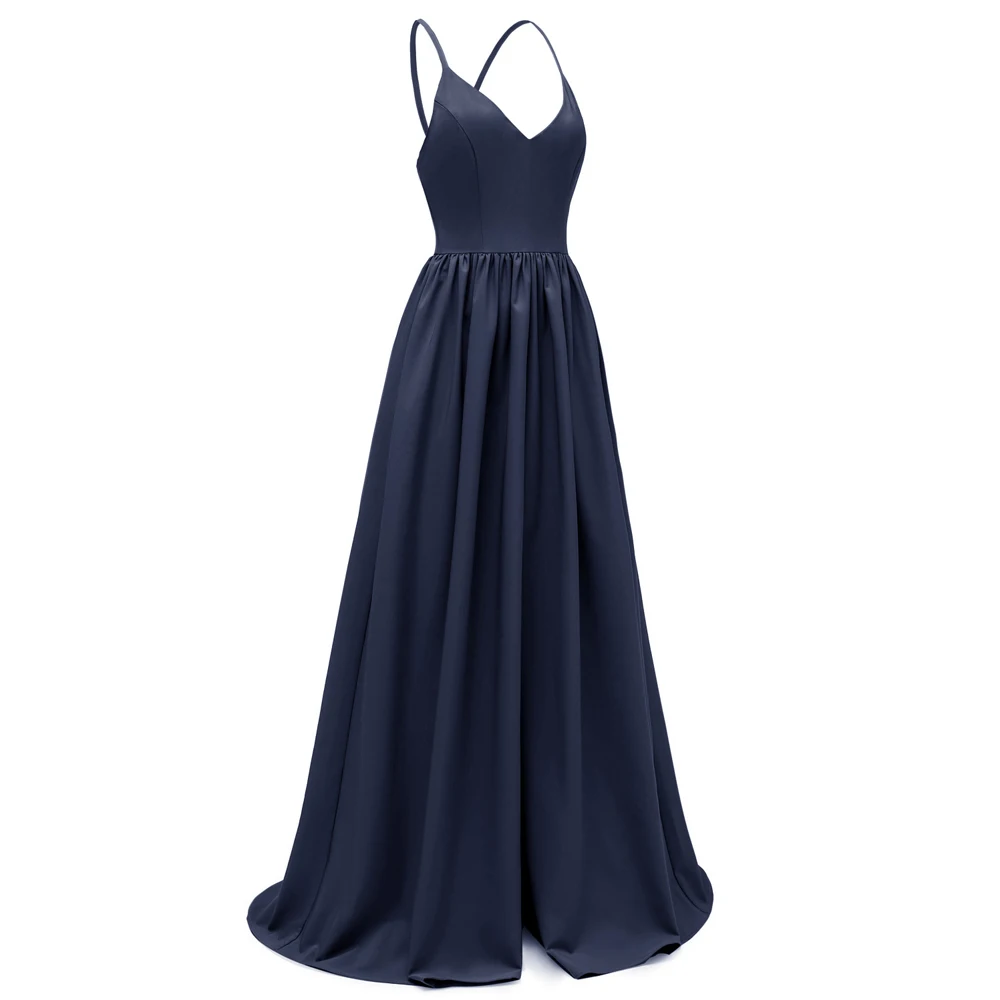 Сексуальное летнее длинное вечернее платье на тонких бретельках без рукавов с v