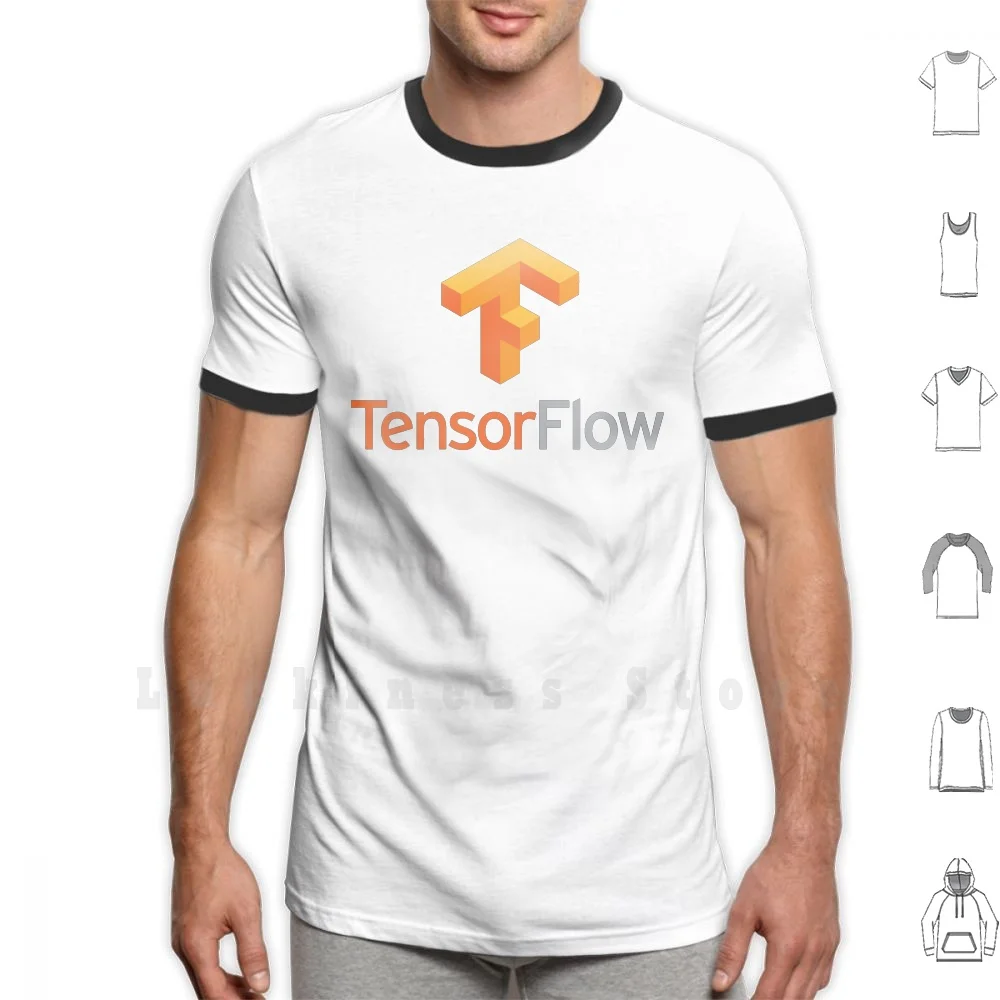 Tensorflow футболка 6xl хлопковая крутая машинное обучение Ml глубокое | Мужская одежда