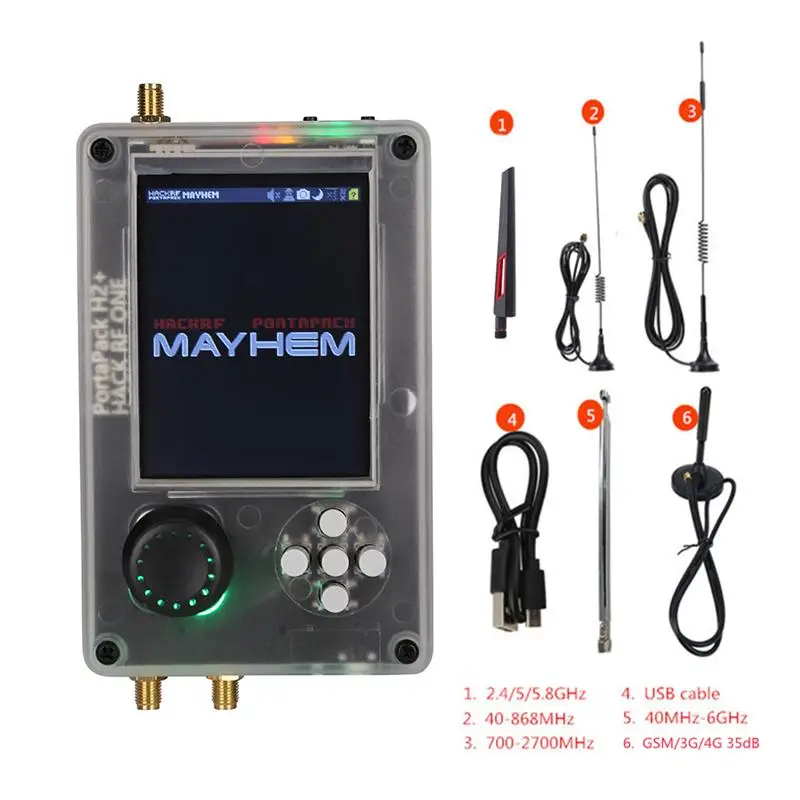 

Собранный HackRF Portapack H2 Mayhem прошивка + HackRF One 6 ГГц SDR + 0.5ppm TXCO + аккумулятор + чехол