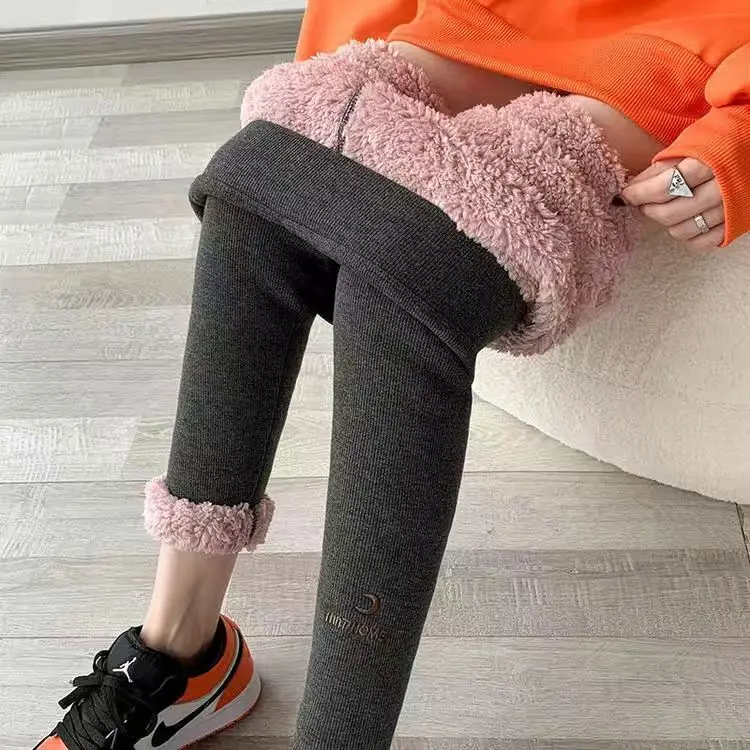 

Lamb Velvet Leggings For Women's Outer Wear In Autumn Winter Plus Velvet Thick Long Trousers Extra Thick Warm Cotton Trousers