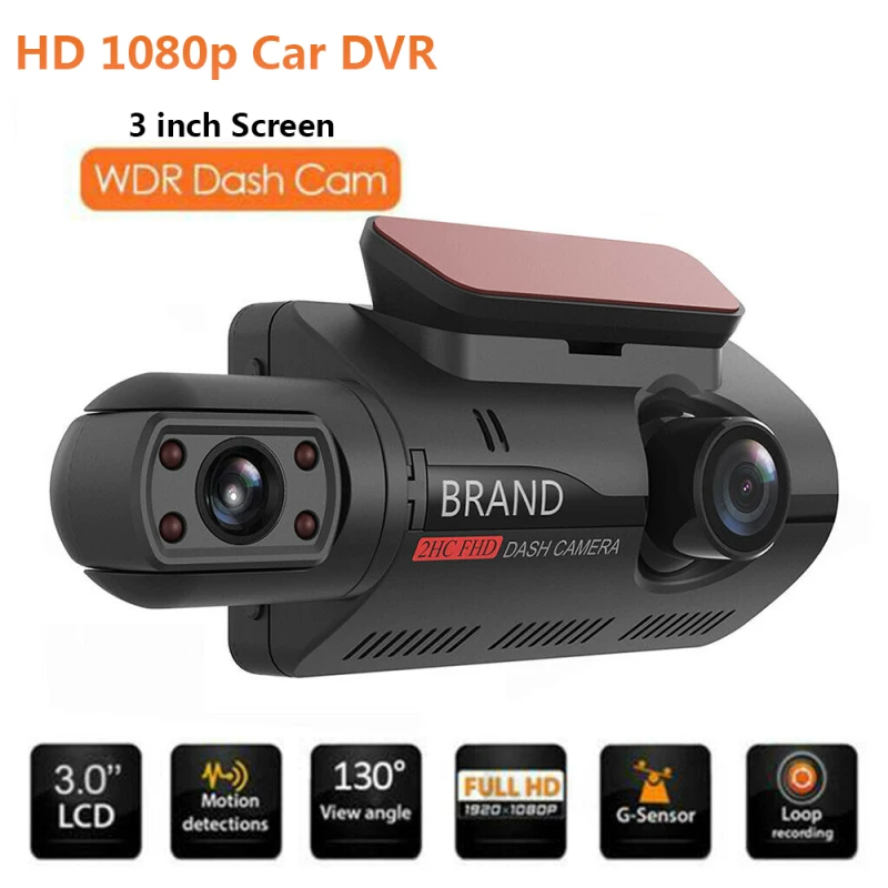 

3" HD 1080P Dual Lens Car DVR Dash Cam Video Recorder Front And Inside Camera
