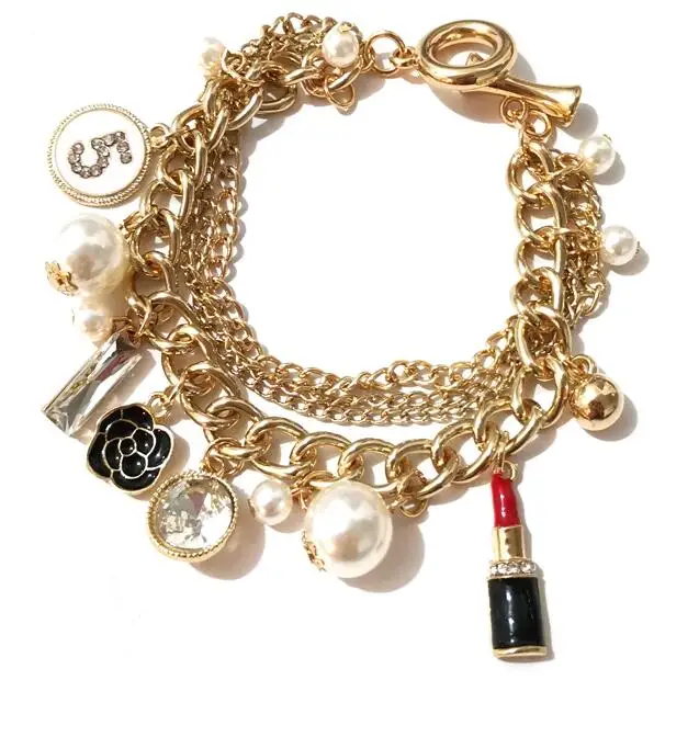 Модный кристалл браслеты и браслеты для женщин bijoux Кристалл № 5 Роскошный pulseiras feminina подарок ювелирные изделия - Окраска металла: Светло-желтый, золотистый цвет