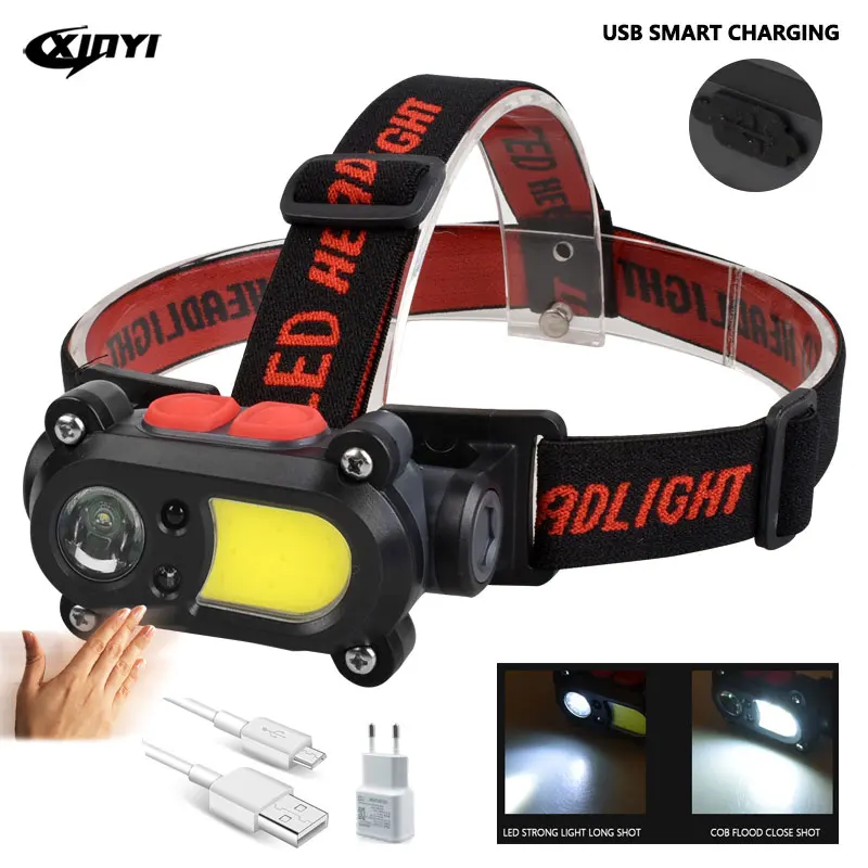 Светодиодный налобный фонарь с COB матрицей сверхъяркий Головной дальнего