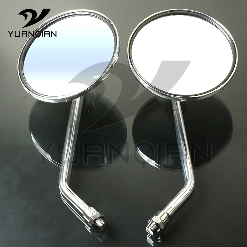 

1 Pair Round Polished Aluminum Motorcycle side rearview mirror Classic Vintage moto Convex Wing Mirrors For Yamaha accessories