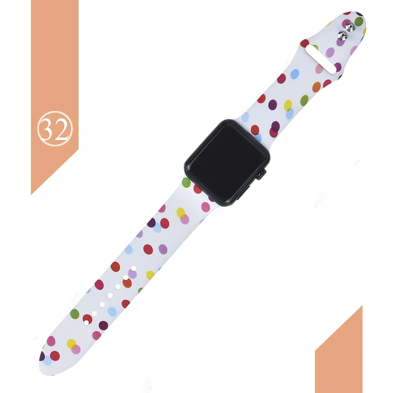 Цветочные полосы для Apple watch Series 5 4 3 2 1 40 мм 44 мм, силиконовый ремешок с принтом для iWatch Series 5 4 3 2 1 38 мм 42 мм - Цвет ремешка: Color 32