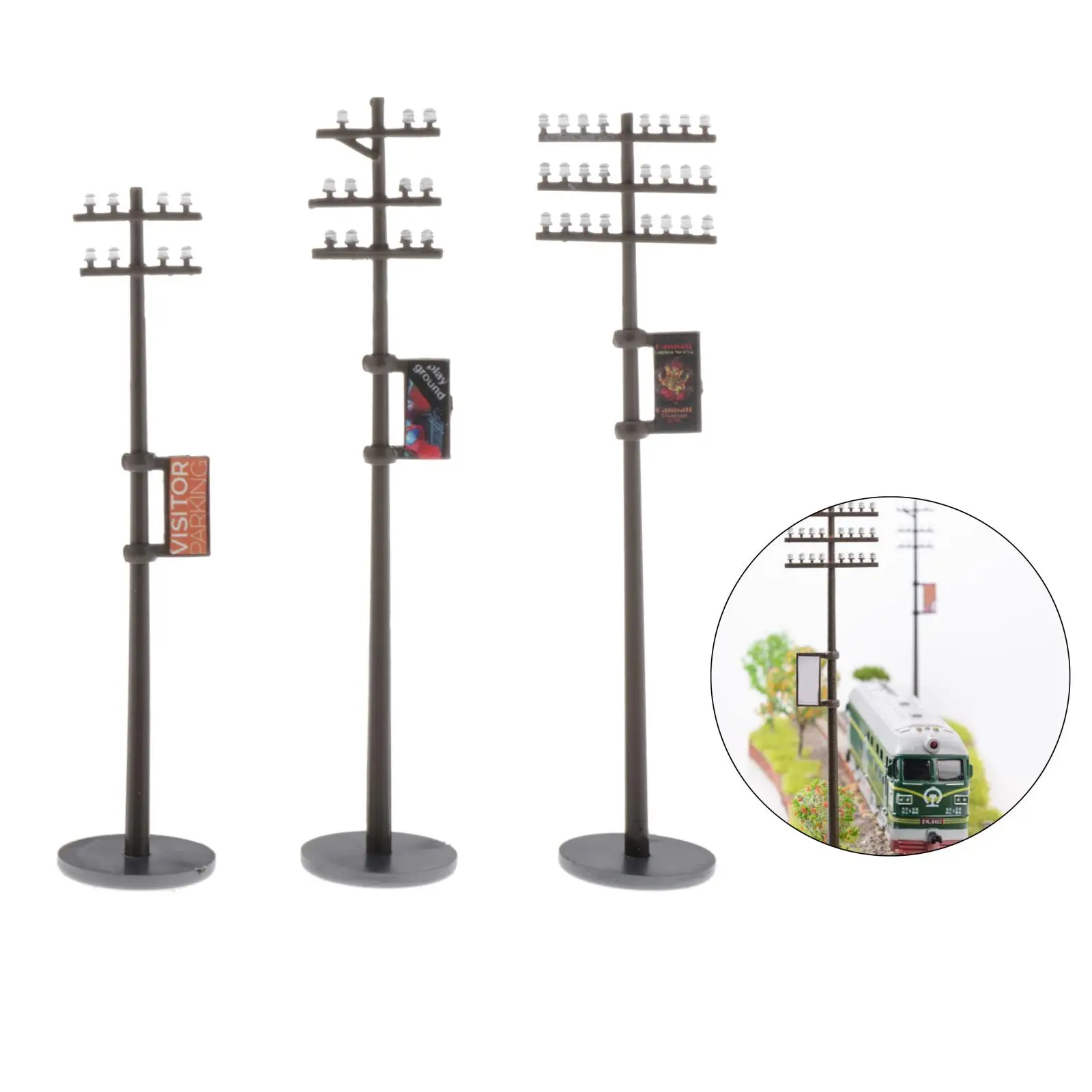 

Набор из 3 шт 1/100 Мини электрическая линия полюсов миниатюрный телефонный полюс поезд пейзаж Diy