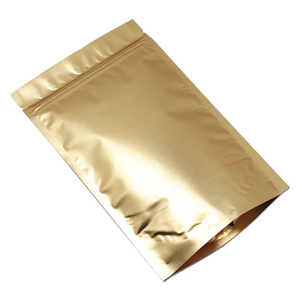 Матовые золотые стоьте вверх алюминиевой фольги почтовый замок посылка мешки