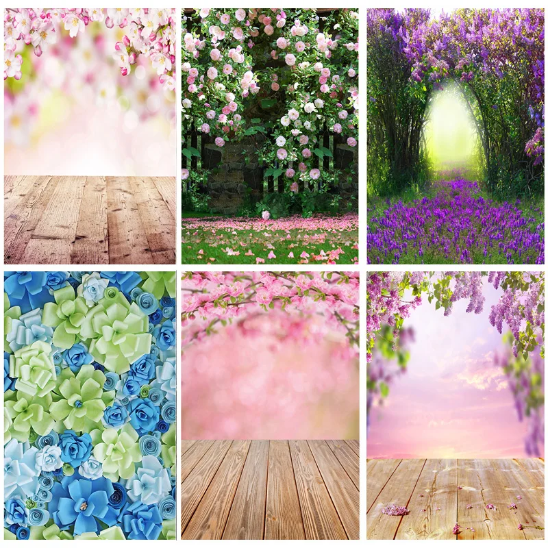 

SHENGYONGBAO Vinyl Photography Backdrops Prop Flower Wall Wood Floor Wedding Theme Photo Studio Background 1911 CXZM-16