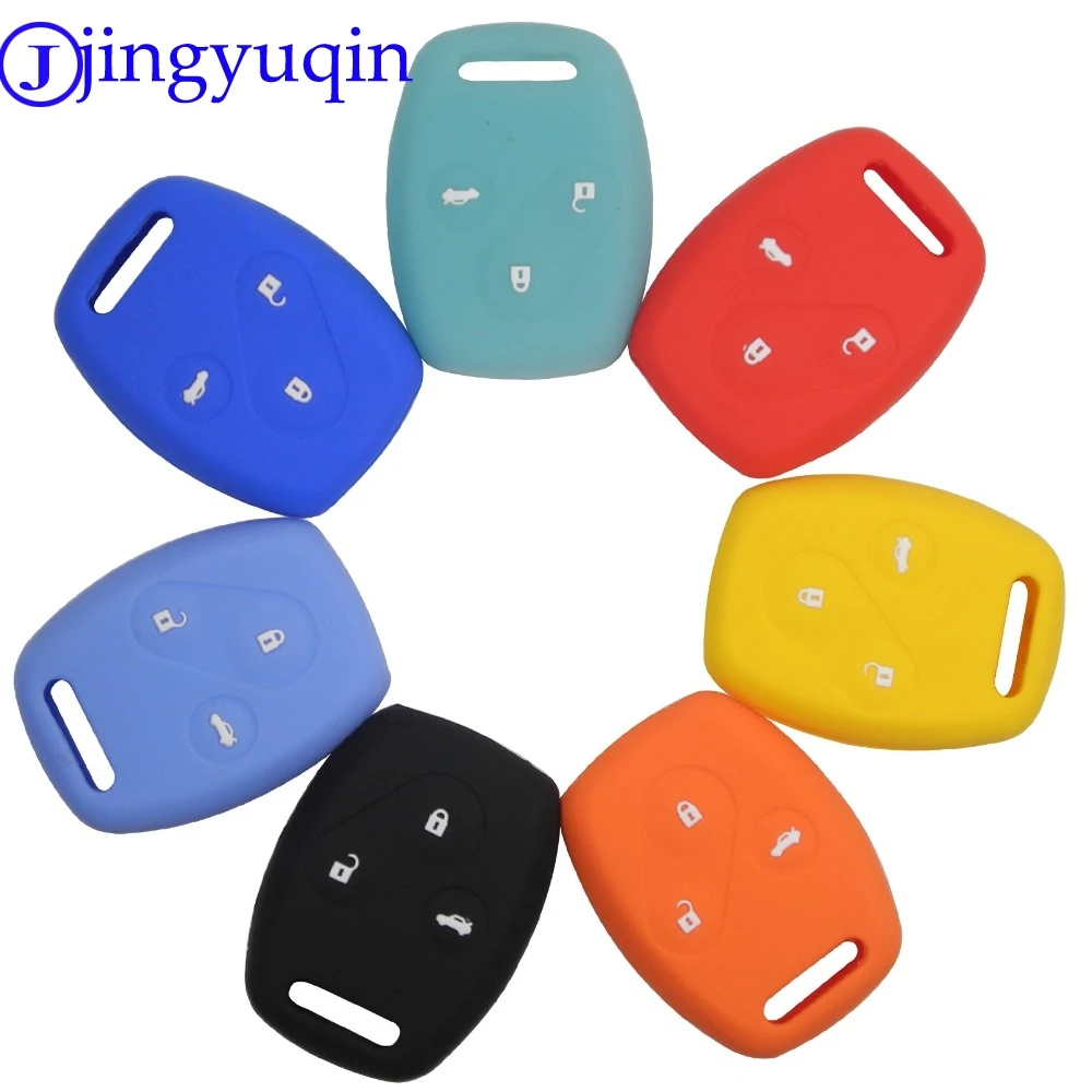 Jingyuqin Новый Цветной силиконовый чехол для ключа автомобиля 3 кнопки Honda Accord CR V CRV