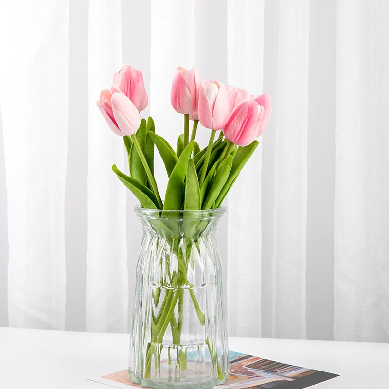 

10PC PU Latex Tulips Artificial Flowers Bouquet Real Touch Tulip Artificiales Mini for Home Wedding Decoration Flower