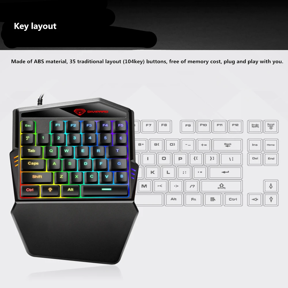Проводной k5 1 5 м (с помощью одной руки игровая клавиатура 35 ключ мембранная с