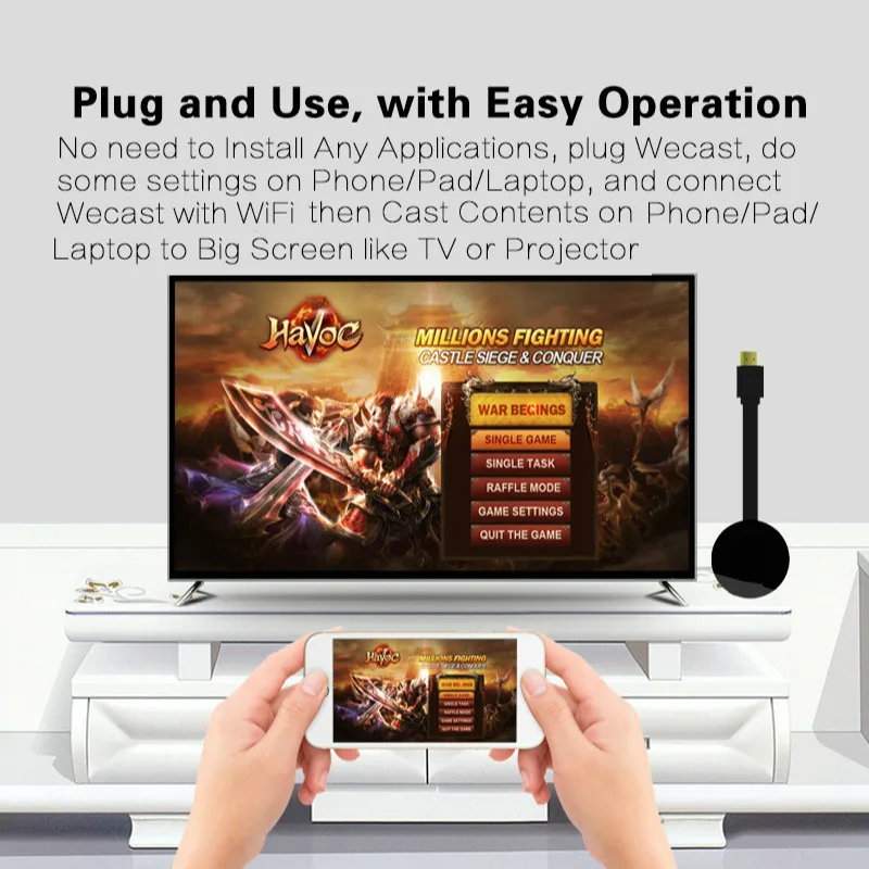 

1080P Wireless Display Wecast G4 for HDMI-compatible Android iOS YouTube Airplay Support 4G Cellular Data Casting Media Streamer