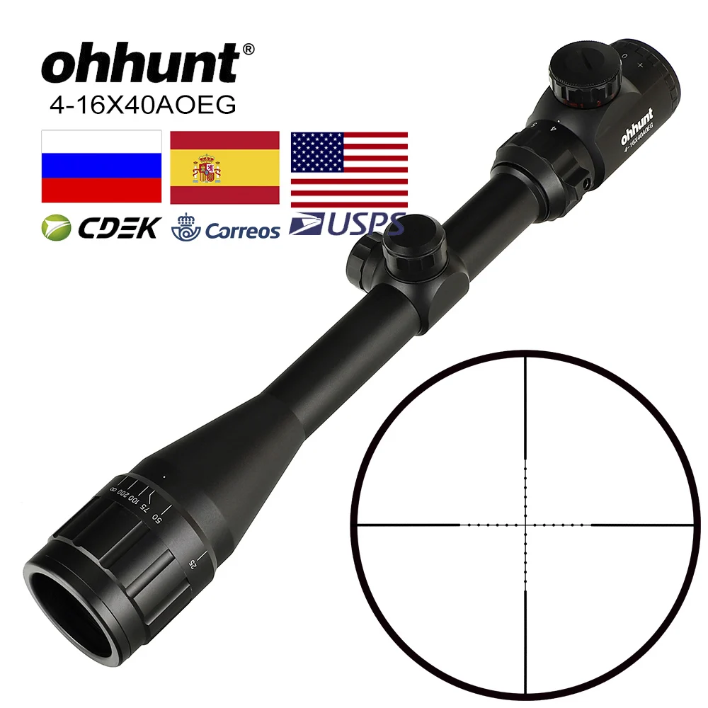 Тактический Оптический прицел ohhunt 4 16X40 AOEG Hunitng проводная сетка Mil Dot с красной и