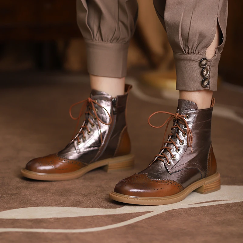 Harga Sepatu Bot Pergelangan Kaki Berenda Suede Asli Baru 2021 Untuk Wanita Sepatu Kulit Nyaman Ujung Bundar Bertumit Rendah Sepatu Bot Wanita Musim Gugur
