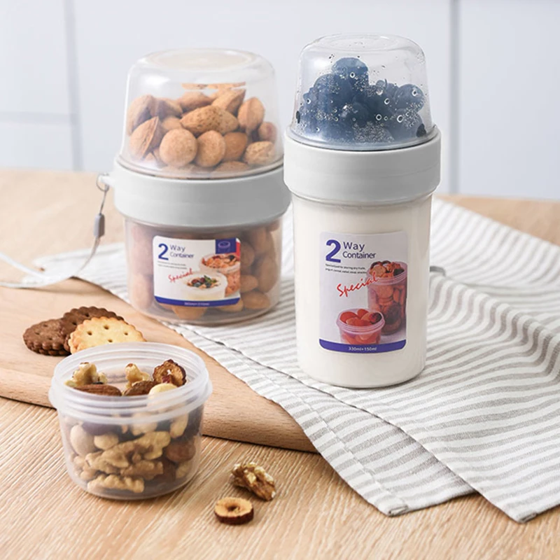 

2-layer Sealed Storage Box Chill To Go Yogurt Cereal Container Transparent Fresh Kepping Food Reusable Bottle Breakfast