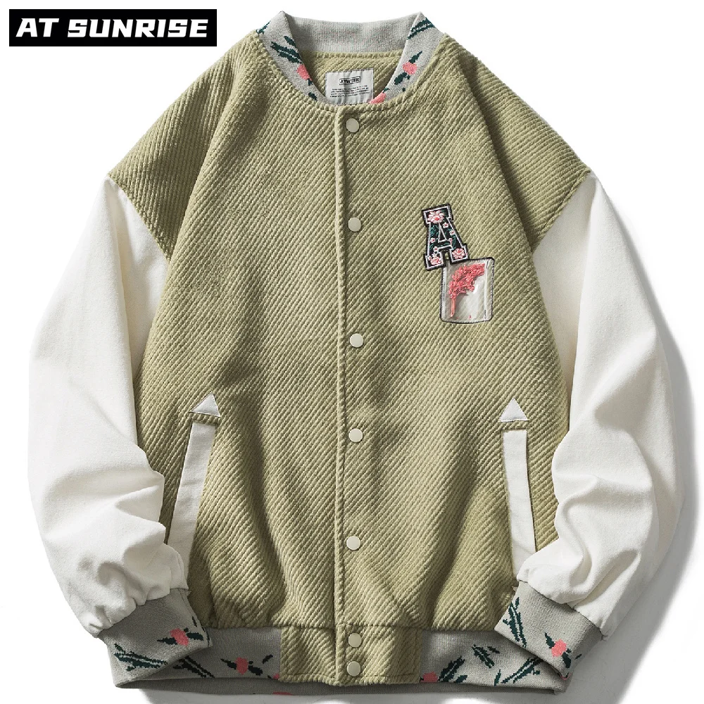 

2021 Hip Hop Streetwear Bomber Jacket Vintage Retro embroidery Jacket Coat Men Outwear Harajuku Cotton Casual fashion clothing