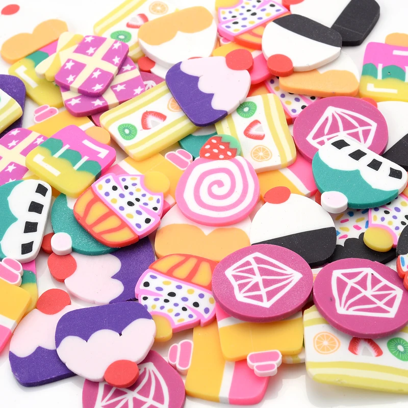 

30Pcs 20mm Cake/Ice Cream Random Mixed Color Beads Polymer Clay Spacer Loose Beads For Jewelry Making DIY Handmade Accessories