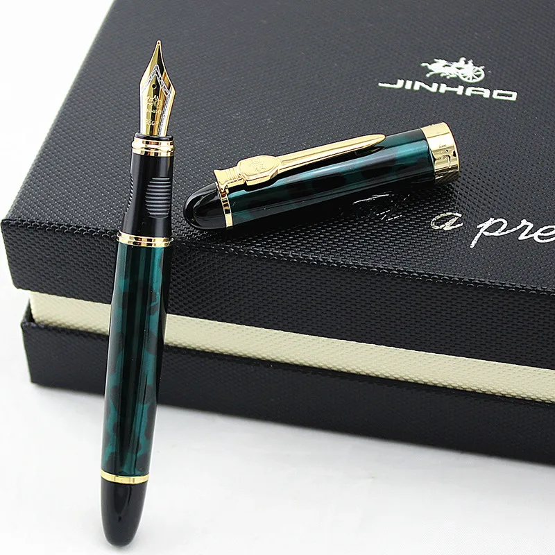 Перьевая ручка из нержавеющей стали, 0,5 мм, Тонкое Перо Jinhao X450A, бизнес, офис, рождественский подарок, студенческие ручки для письма, школьные принадлежности
