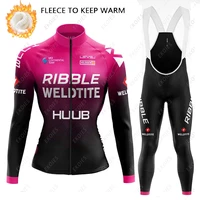 woman cycling clothing huub winter thermal fleece cycling jersey set lady ropa ciclismo long sleeves mountain bike jersey set