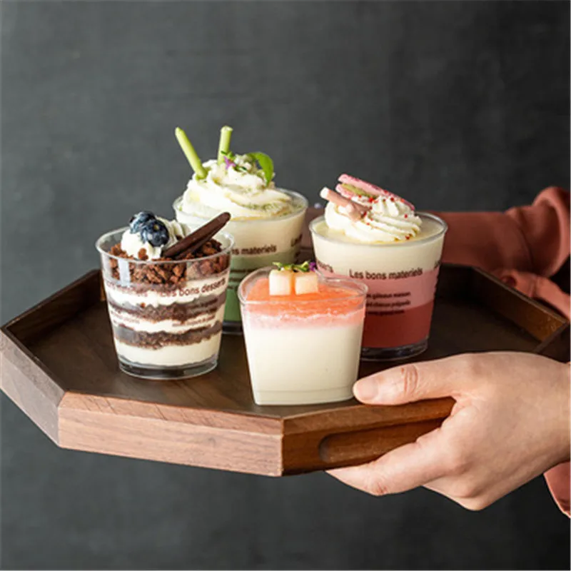 25 шт. прозрачная чашка для пудинга Tiramisu с крышкой пластиковые опилки зернистая