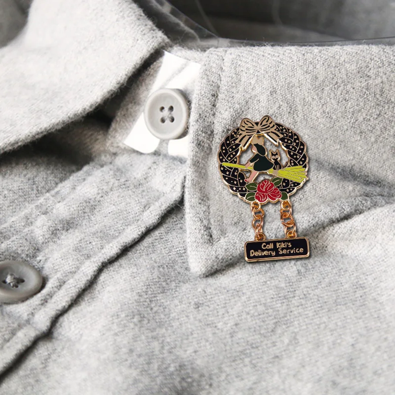 Эмалированная булавка Kiki's Delivery Service Милая брошь в виде кошки Jiji ghilii Значки из
