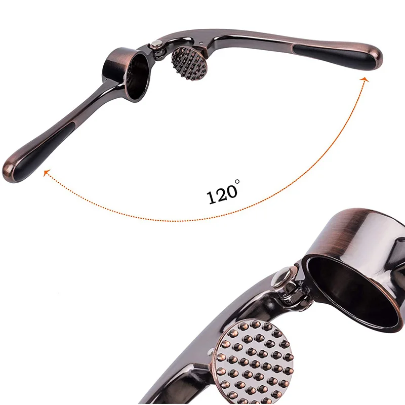 

Heavy Soft-handled Garlic Press, Zinc Alloy Garlic Crusher Squeezer Slicer Masher - Bronze, Kitchen Accessories