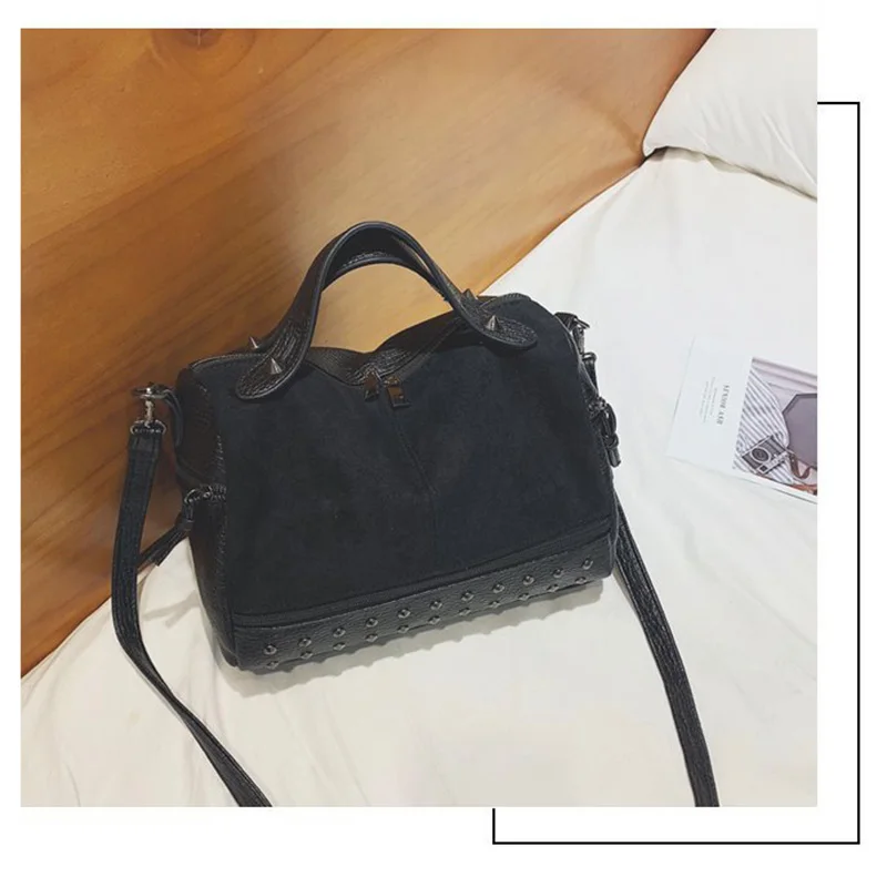 Новая Ретро ПУ сумка на плечо заклепки матовая Кроссбоди Сумка скраб локомотив