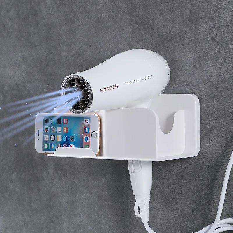 Металлическая полка для сушки волос ванной с держателем телефона