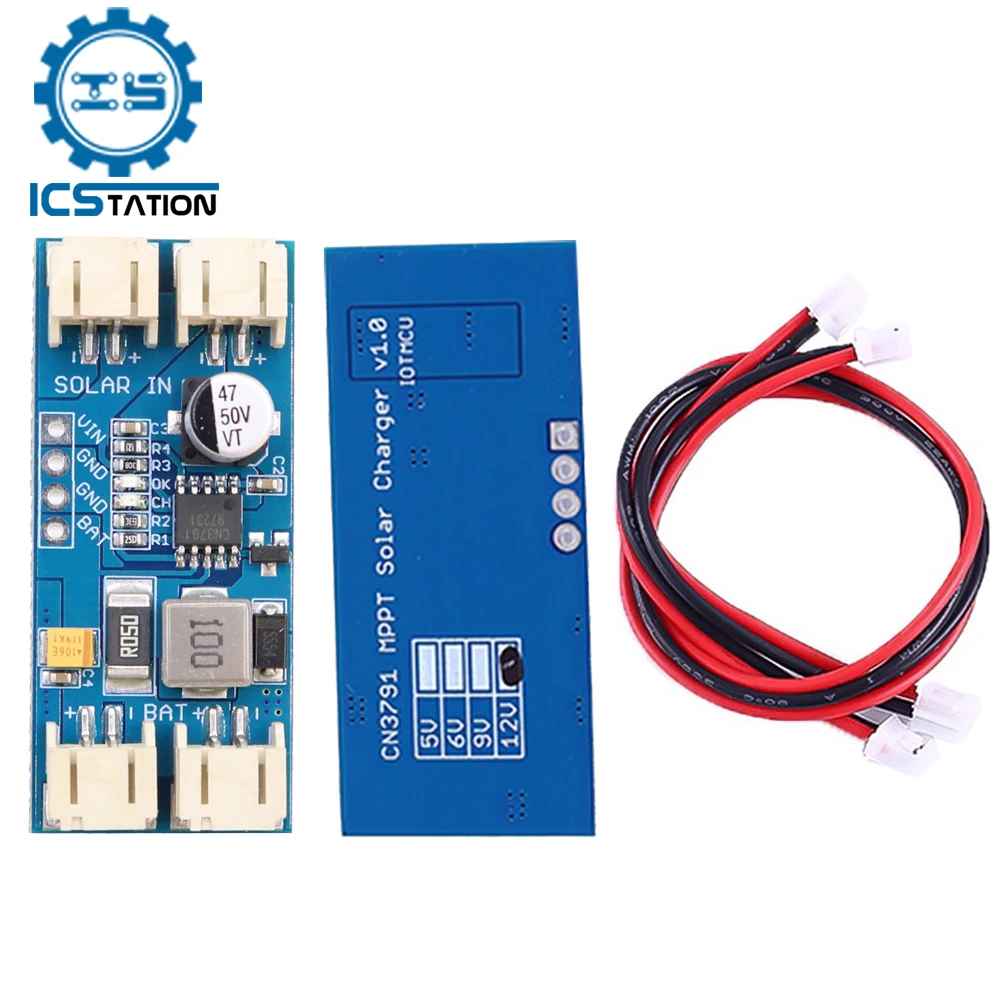 

1 Cell LiPo Lithium Battery Charging Module CN3791 MPPT Solar Charge Controller Board 12V 2-Pin JST Connectors