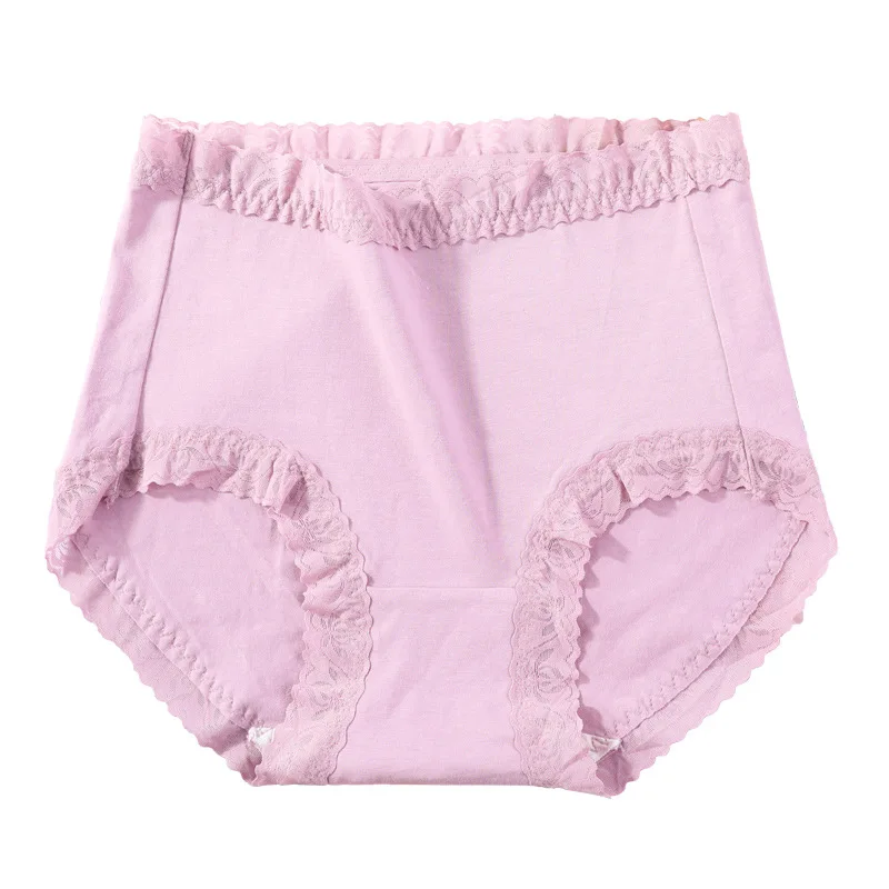 

Sexy Lace Panties High Waist Briefs For Women Lingerie Summer Cotton Underwear Breathable Underpants Female Intimates Size M-4XL