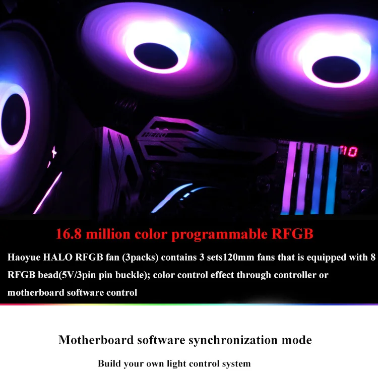 Pccooler компьютер чехол вентиляторы 120 мм/12 см вентилятор Cooler RGB 5V 3PIN/12V 4PIN 3 шт упакованы бесшумный вентилятор охлаждения для настольного компьютера
