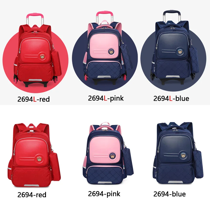 SUN EIGHT NEW Wheeled Bags School bag for girls Backpack Children trolley mochila mochilas