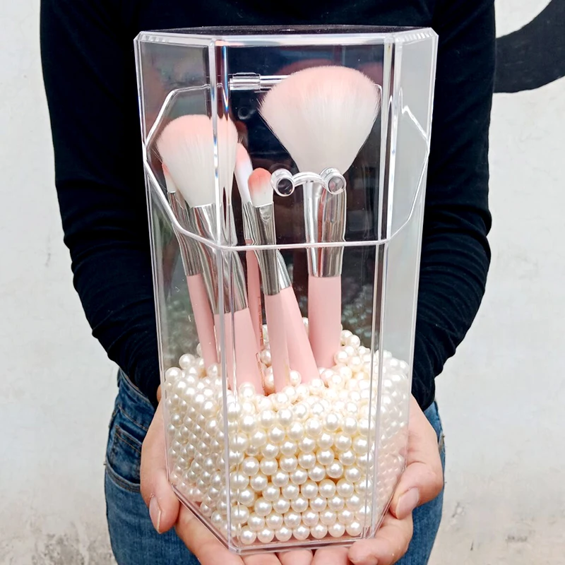 Colors Pearl Acrylic makeup brush holder bucket beauty container pen desktop without | Красота и здоровье