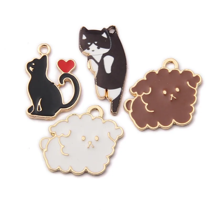 

10pcs/lot Cartoon Enamel Cat Charms Pendant For DIY Bracelet Keychain Earring Jewelry Making Accessories