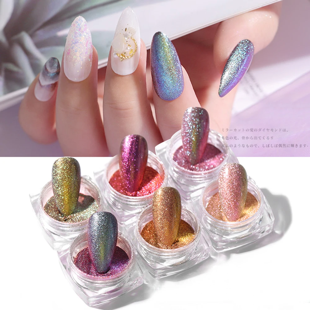6 шт новый взрыв ногтей Блеск поп цвет японский стиль наждачная бумага порошок