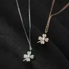 Ожерелье из чистого серебра 925 пробы для девочек, аксессуары из розового золота до ключиц, женское изысканное ожерелье с кулоном в виде клевера из циркония для женщин, ювелирные изделия
