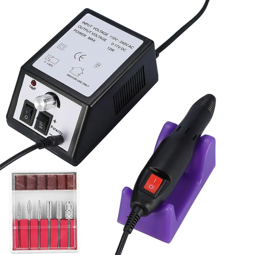 12W электрические сверла для ногтей Set Mill Cutter Machine Типсы маникюра брикет