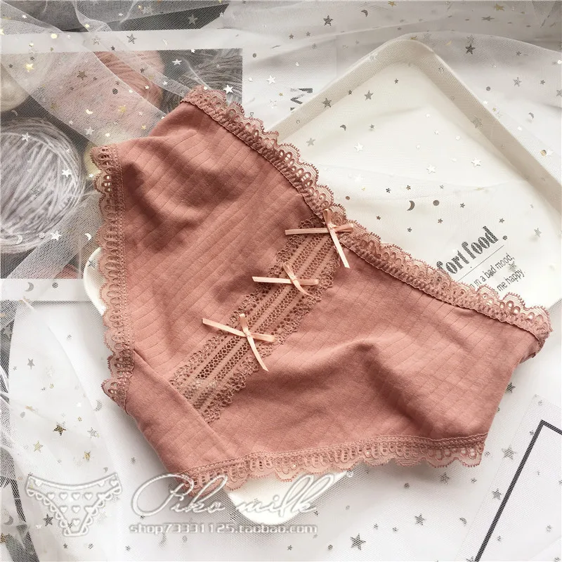 Женские кружевные трусики SP &amp CITY хлопковые бесшовные в полоску с бантиками на