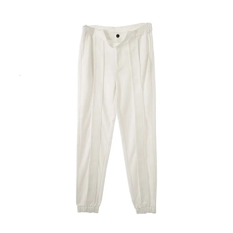 

IEFB men's wear functional style casual drawstring elastic waist black white trousers fashionable all-match sweatpants 9Y3601