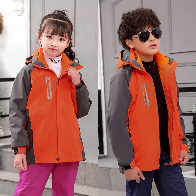 

New Children's Jacket Boy and Girl Children's Outdoor Two-Piece Detachable Fleece Warm Ski Mountaineering Clothing Winter